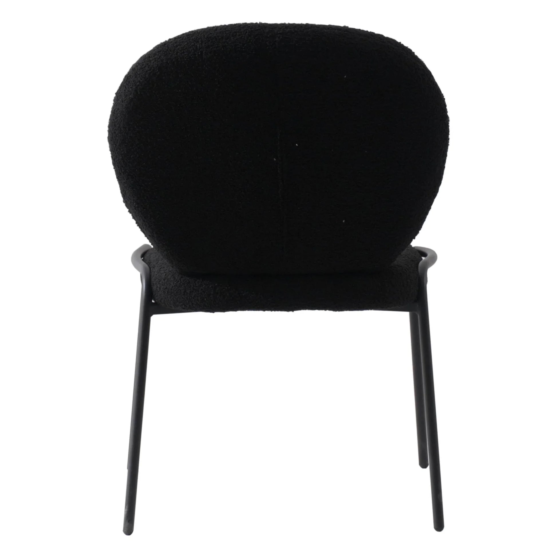 Celestial Modern Boucle Dining Side Chair with Black/White Powder Coated Iron Frame - Elax Furniture