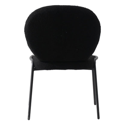 Celestial Modern Boucle Dining Side Chair with Black/White Powder Coated Iron Frame - Elax Furniture