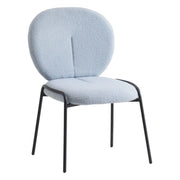 Celestial Modern Boucle Dining Side Chair with Black/White Powder Coated Iron Frame - Elax Furniture