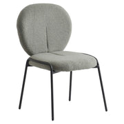 Celestial Modern Boucle Dining Side Chair with Black/White Powder Coated Iron Frame - Elax Furniture