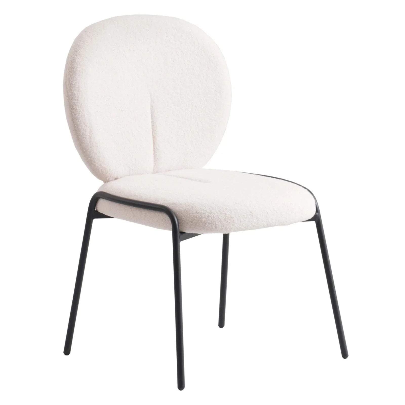 Celestial Modern Boucle Dining Side Chair with Black/White Powder Coated Iron Frame - Elax Furniture