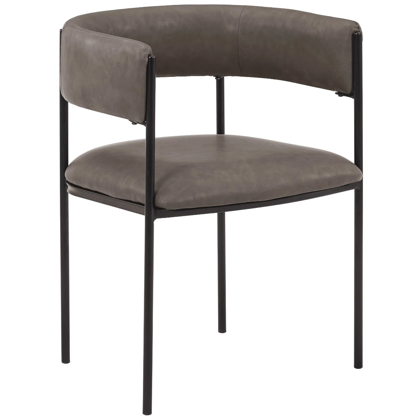 Cyril Dining Chair in Leather or Velvet with Open Back Design and Powder-Coated Iron Frame - Elax Furniture