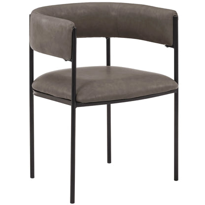 Cyril Dining Chair in Leather or Velvet with Open Back Design and Powder-Coated Iron Frame - Elax Furniture