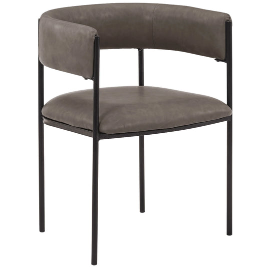 Cyril Dining Chair in Leather or Velvet with Open Back Design and Powder-Coated Iron Frame - Elax Furniture