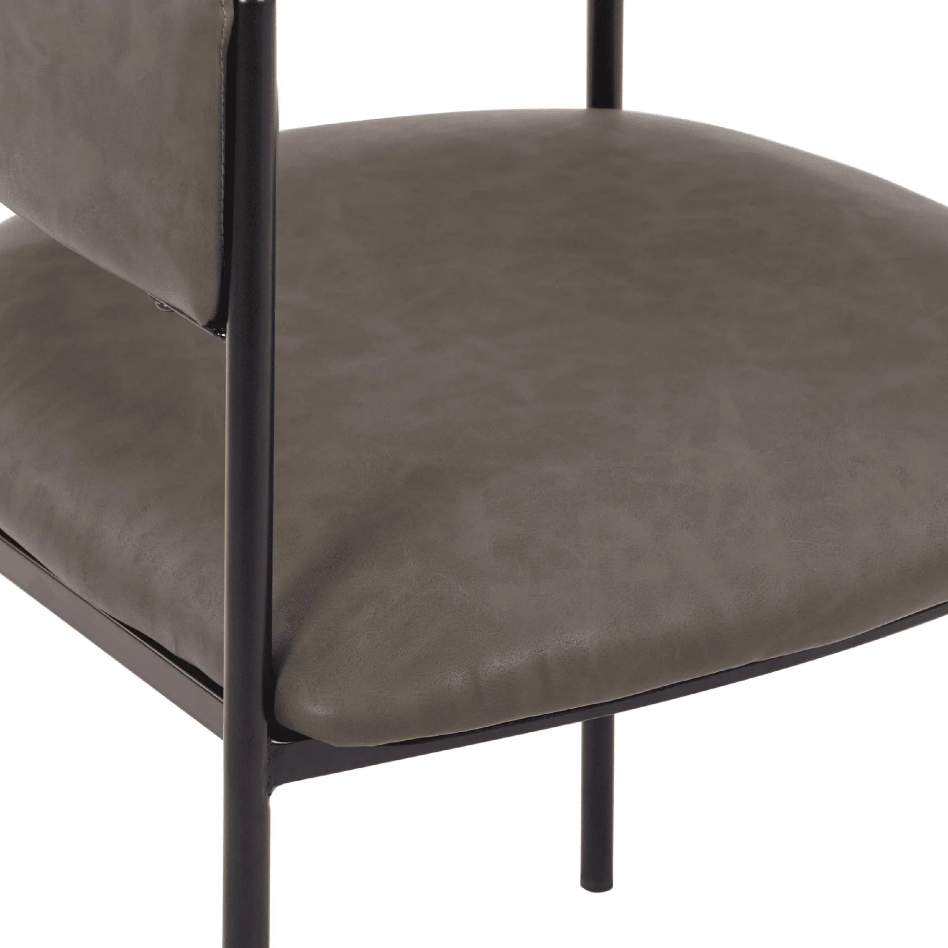 Cyril Dining Chair in Leather or Velvet with Open Back Design and Powder-Coated Iron Frame - Elax Furniture