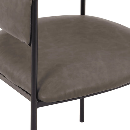 Cyril Dining Chair in Leather or Velvet with Open Back Design and Powder-Coated Iron Frame - Elax Furniture
