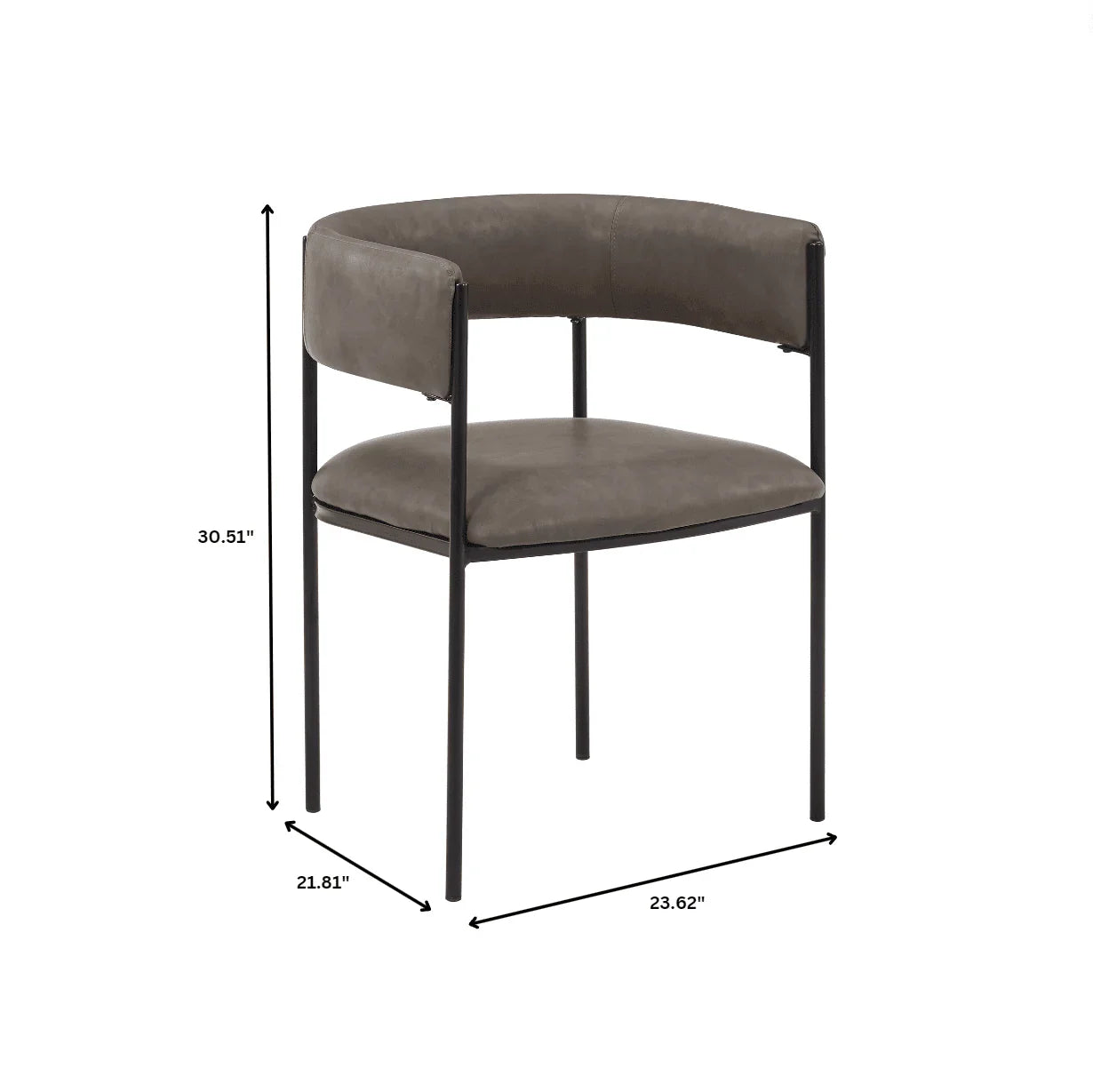 Cyril Dining Chair in Leather or Velvet with Open Back Design and Powder-Coated Iron Frame - Elax Furniture