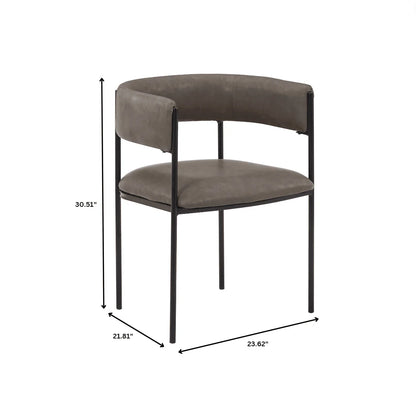 Cyril Dining Chair in Leather or Velvet with Open Back Design and Powder-Coated Iron Frame - Elax Furniture