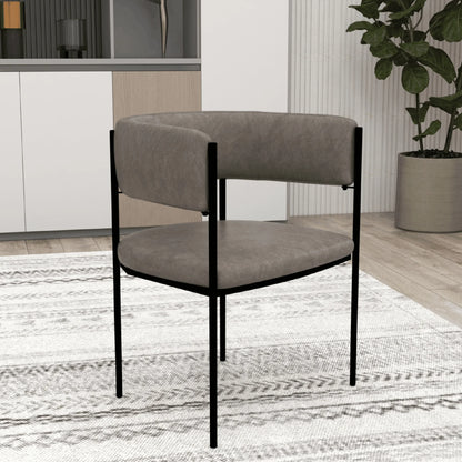 Cyril Dining Chair in Leather or Velvet with Open Back Design and Powder-Coated Iron Frame - Elax Furniture
