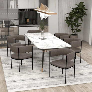 Cyril Dining Chair in Leather or Velvet with Open Back Design and Powder-Coated Iron Frame - Elax Furniture