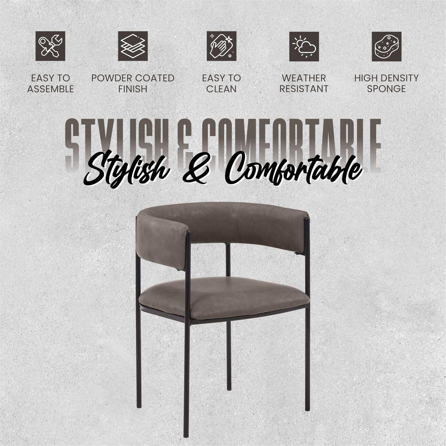 Cyril Dining Chair in Leather or Velvet with Open Back Design and Powder-Coated Iron Frame - Elax Furniture