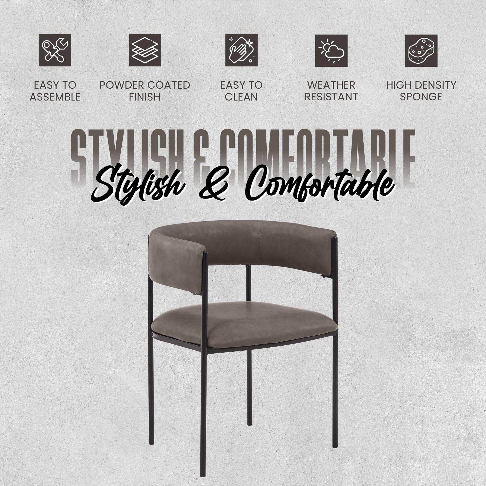 Cyril Dining Chair in Leather or Velvet with Open Back Design and Powder-Coated Iron Frame - Elax Furniture