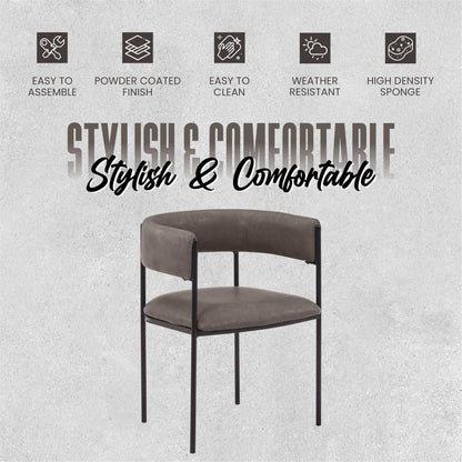 Cyril Dining Chair in Leather or Velvet with Open Back Design and Powder-Coated Iron Frame - Elax Furniture