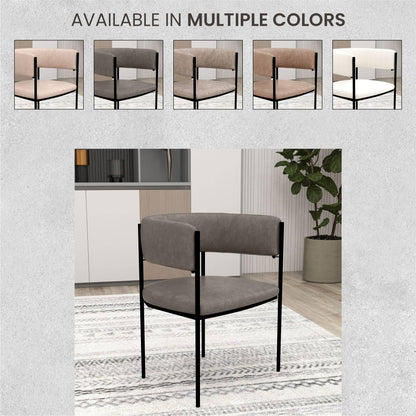 Cyril Dining Chair in Leather or Velvet with Open Back Design and Powder-Coated Iron Frame - Elax Furniture