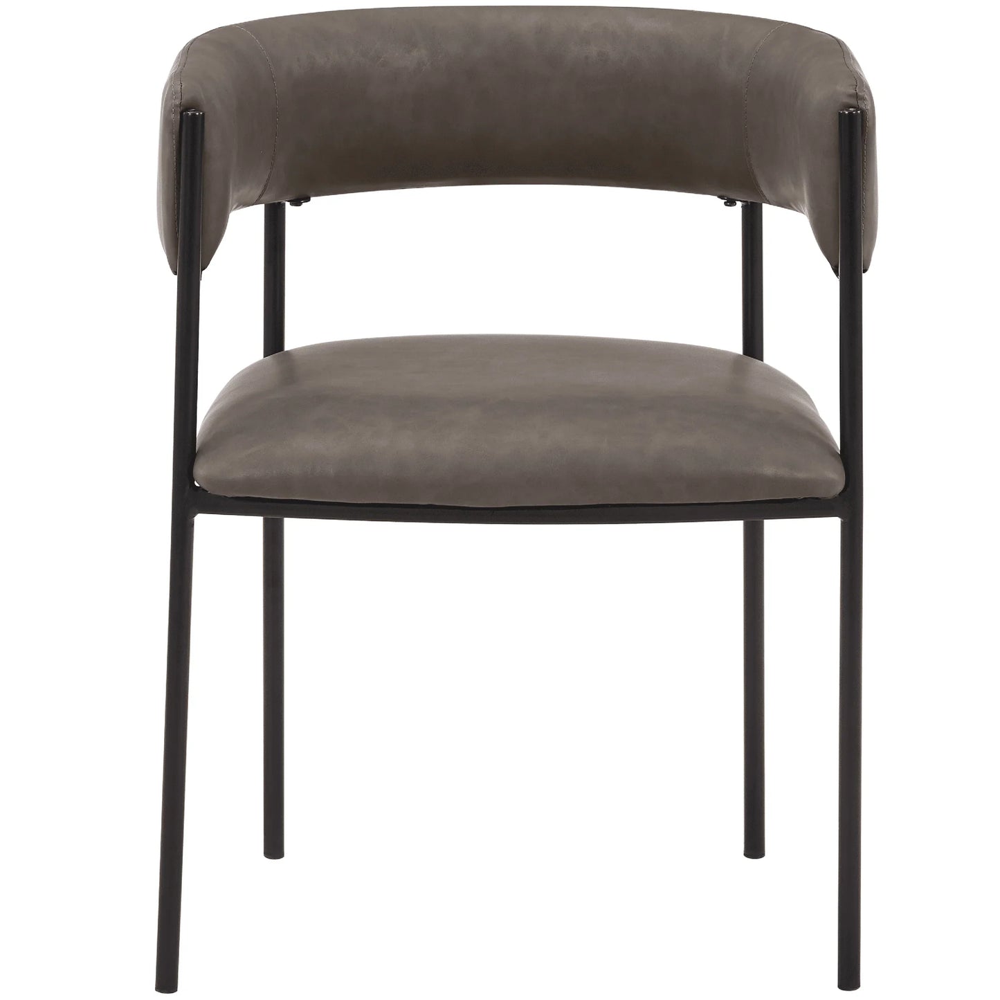 Cyril Dining Chair in Leather or Velvet with Open Back Design and Powder-Coated Iron Frame - Elax Furniture