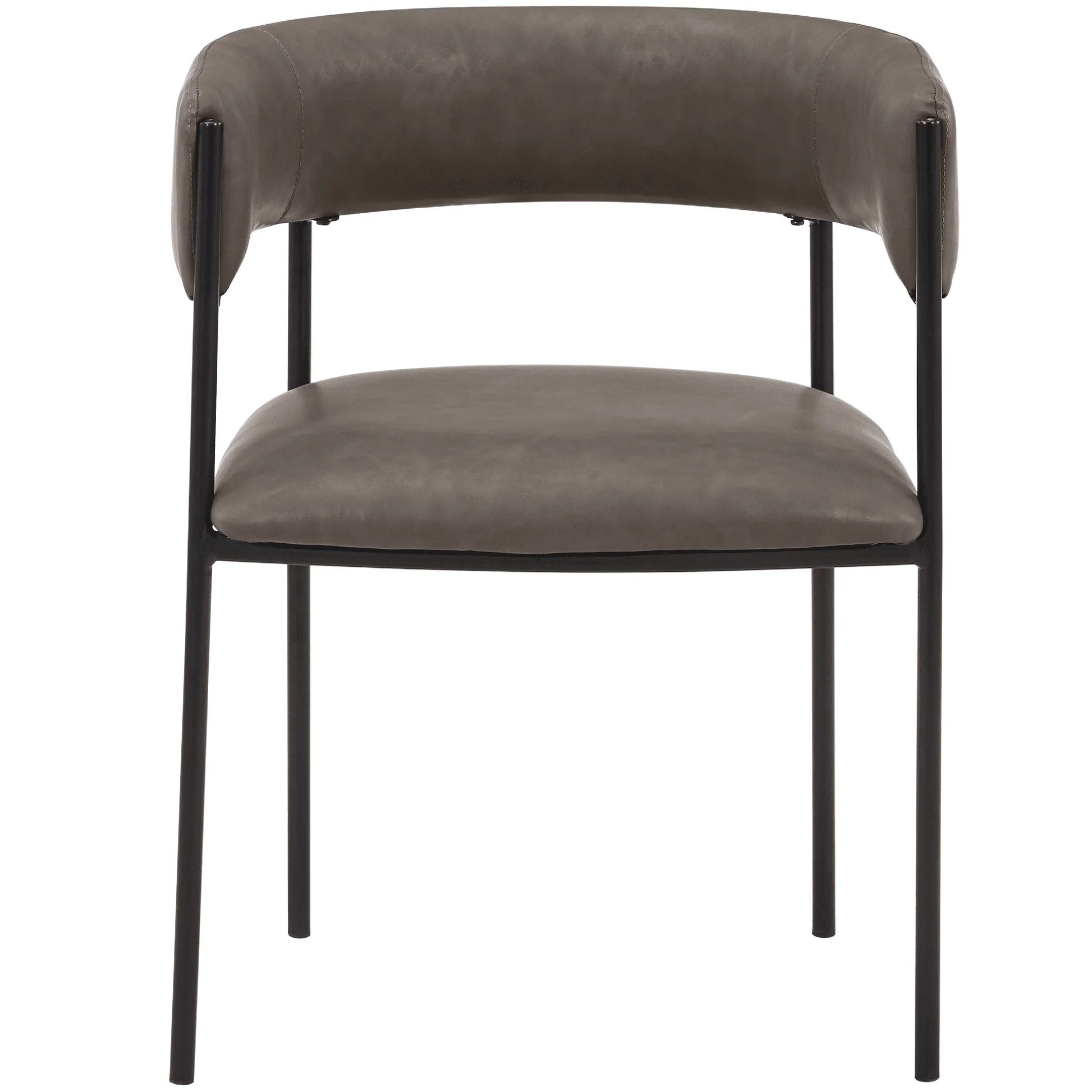 Cyril Dining Chair in Leather or Velvet with Open Back Design and Powder-Coated Iron Frame - Elax Furniture