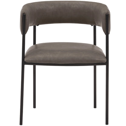 Cyril Dining Chair in Leather or Velvet with Open Back Design and Powder-Coated Iron Frame - Elax Furniture