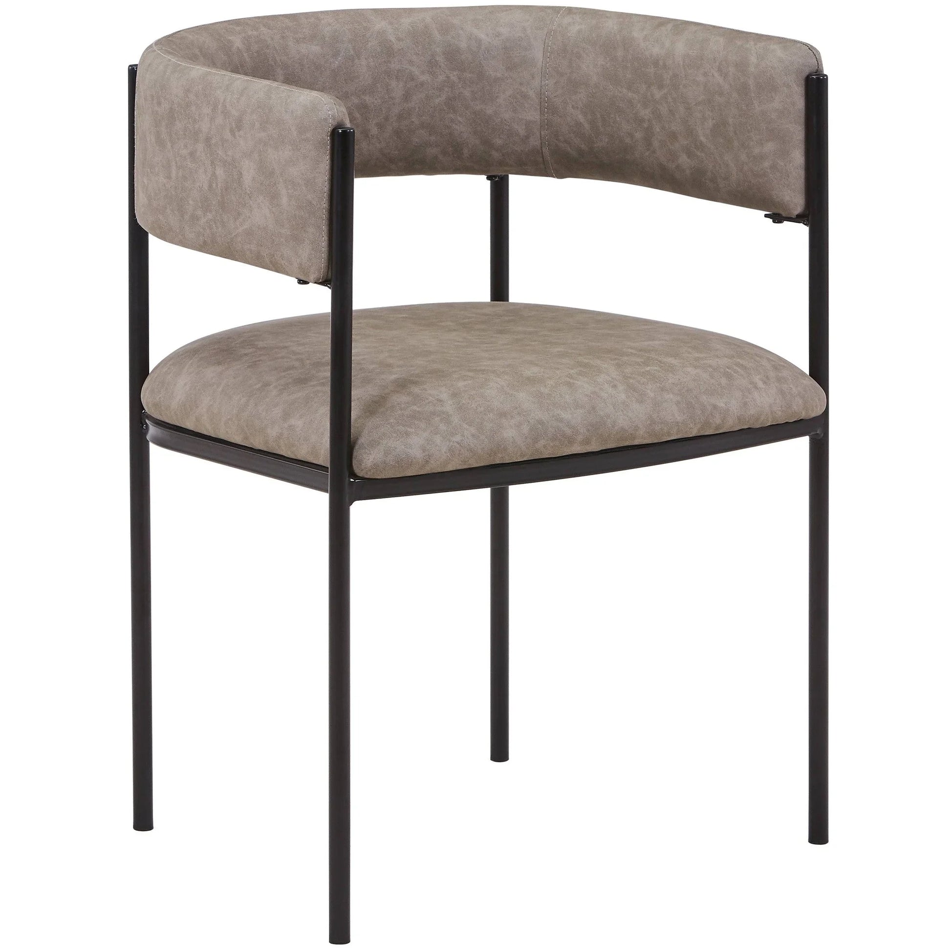 Cyril Dining Chair in Leather or Velvet with Open Back Design and Powder-Coated Iron Frame - Elax Furniture