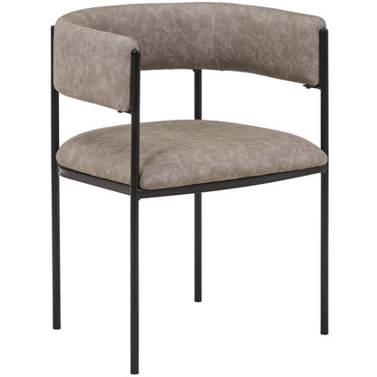 Cyril Dining Chair in Leather or Velvet with Open Back Design and Powder-Coated Iron Frame - Elax Furniture