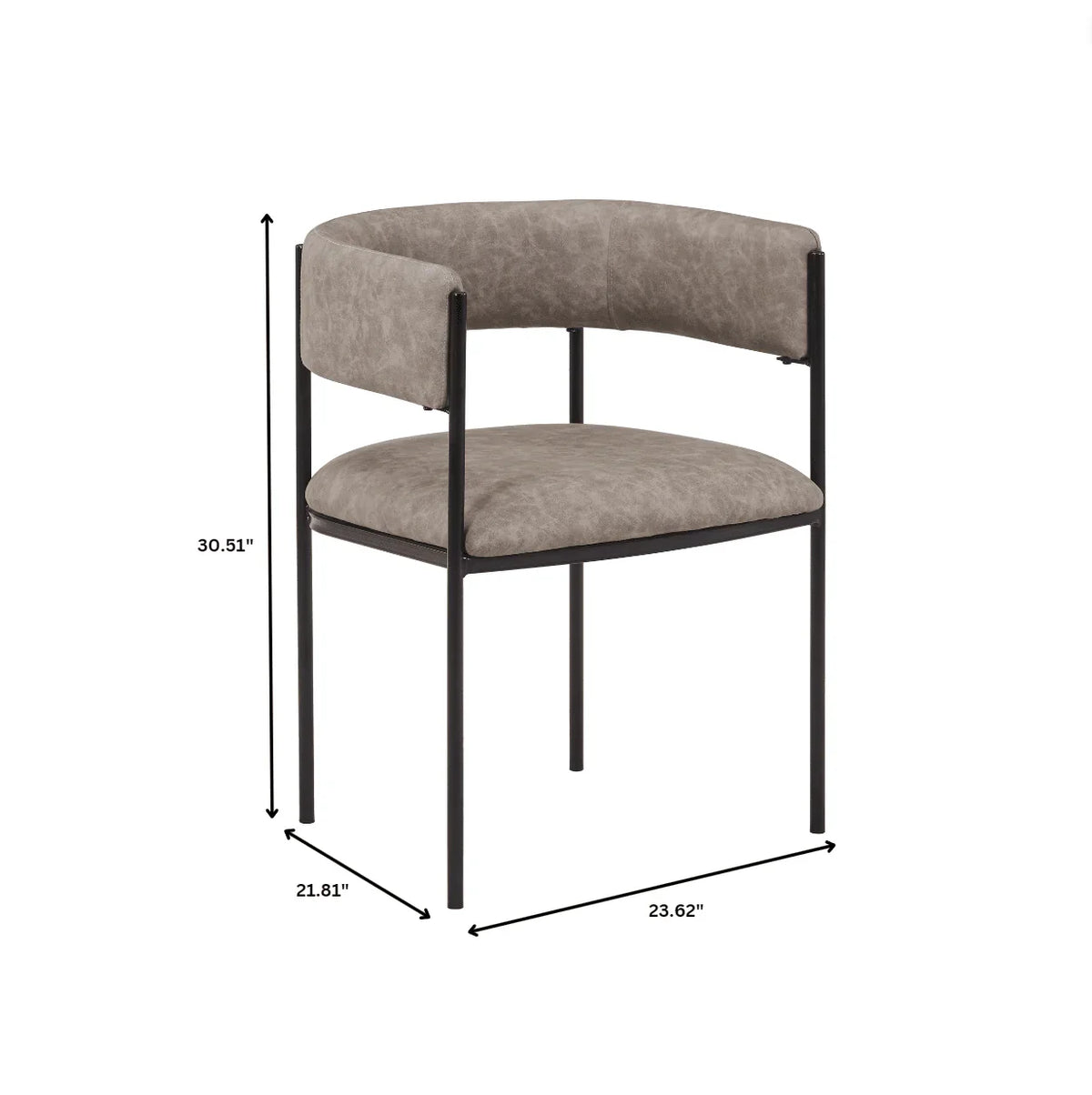Cyril Dining Chair in Leather or Velvet with Open Back Design and Powder-Coated Iron Frame - Elax Furniture