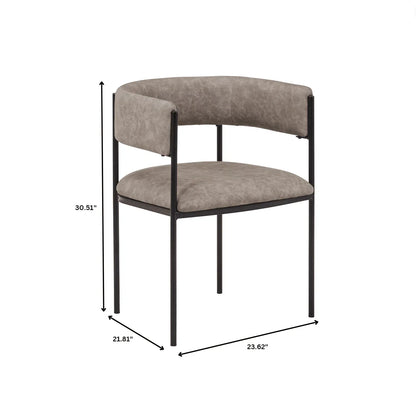 Cyril Dining Chair in Leather or Velvet with Open Back Design and Powder-Coated Iron Frame - Elax Furniture