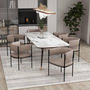 Cyril Dining Chair in Leather or Velvet with Open Back Design and Powder-Coated Iron Frame - Elax Furniture