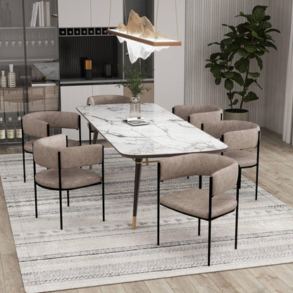 Cyril Dining Chair in Leather or Velvet with Open Back Design and Powder-Coated Iron Frame - Elax Furniture