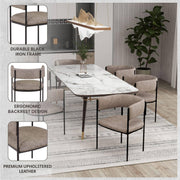 Cyril Dining Chair in Leather or Velvet with Open Back Design and Powder-Coated Iron Frame - Elax Furniture