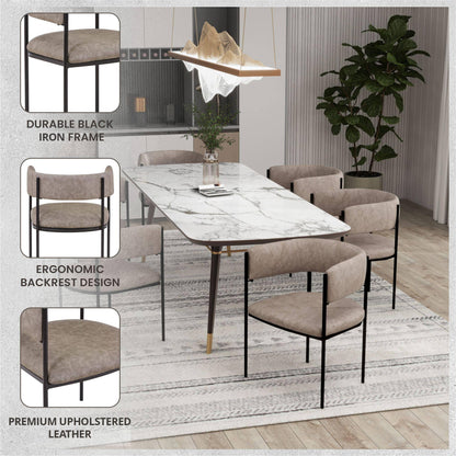 Cyril Dining Chair in Leather or Velvet with Open Back Design and Powder-Coated Iron Frame - Elax Furniture