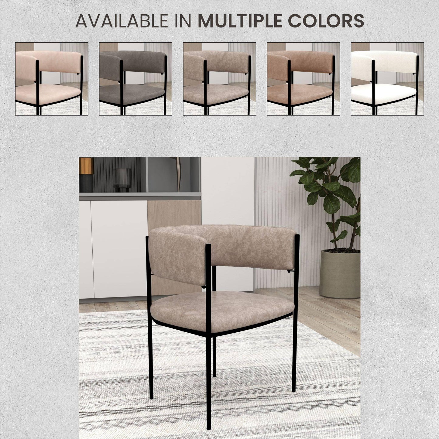 Cyril Dining Chair in Leather or Velvet with Open Back Design and Powder-Coated Iron Frame - Elax Furniture