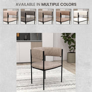 Cyril Dining Chair in Leather or Velvet with Open Back Design and Powder-Coated Iron Frame - Elax Furniture