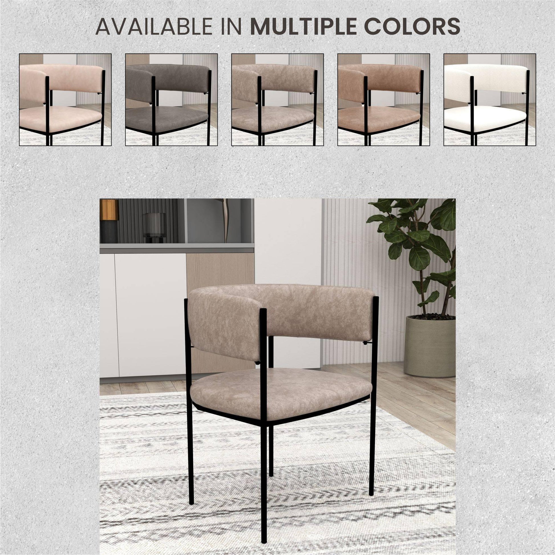 Cyril Dining Chair in Leather or Velvet with Open Back Design and Powder-Coated Iron Frame - Elax Furniture