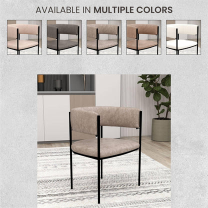 Cyril Dining Chair in Leather or Velvet with Open Back Design and Powder-Coated Iron Frame - Elax Furniture