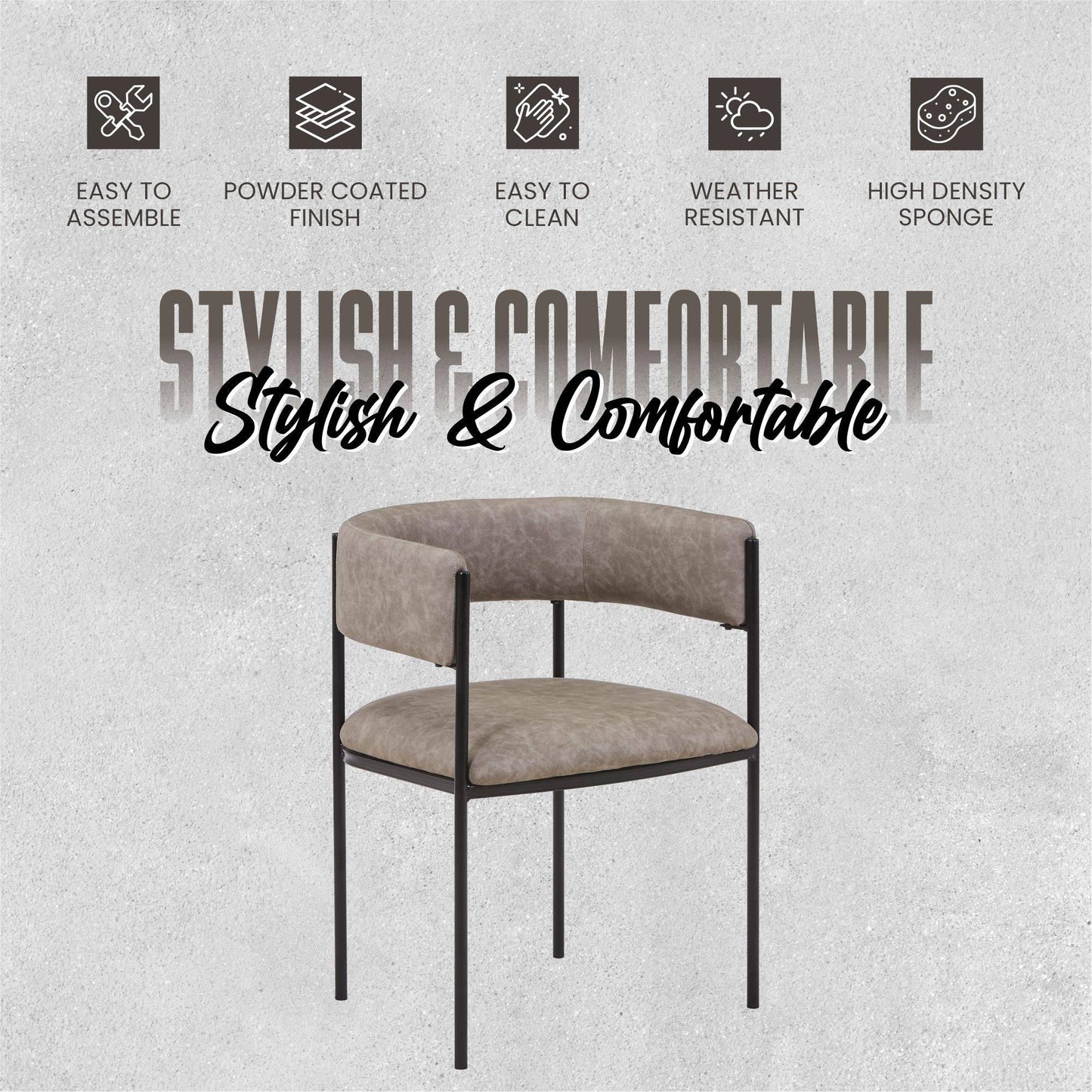 Cyril Dining Chair in Leather or Velvet with Open Back Design and Powder-Coated Iron Frame - Elax Furniture