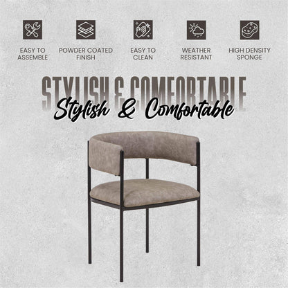 Cyril Dining Chair in Leather or Velvet with Open Back Design and Powder-Coated Iron Frame - Elax Furniture