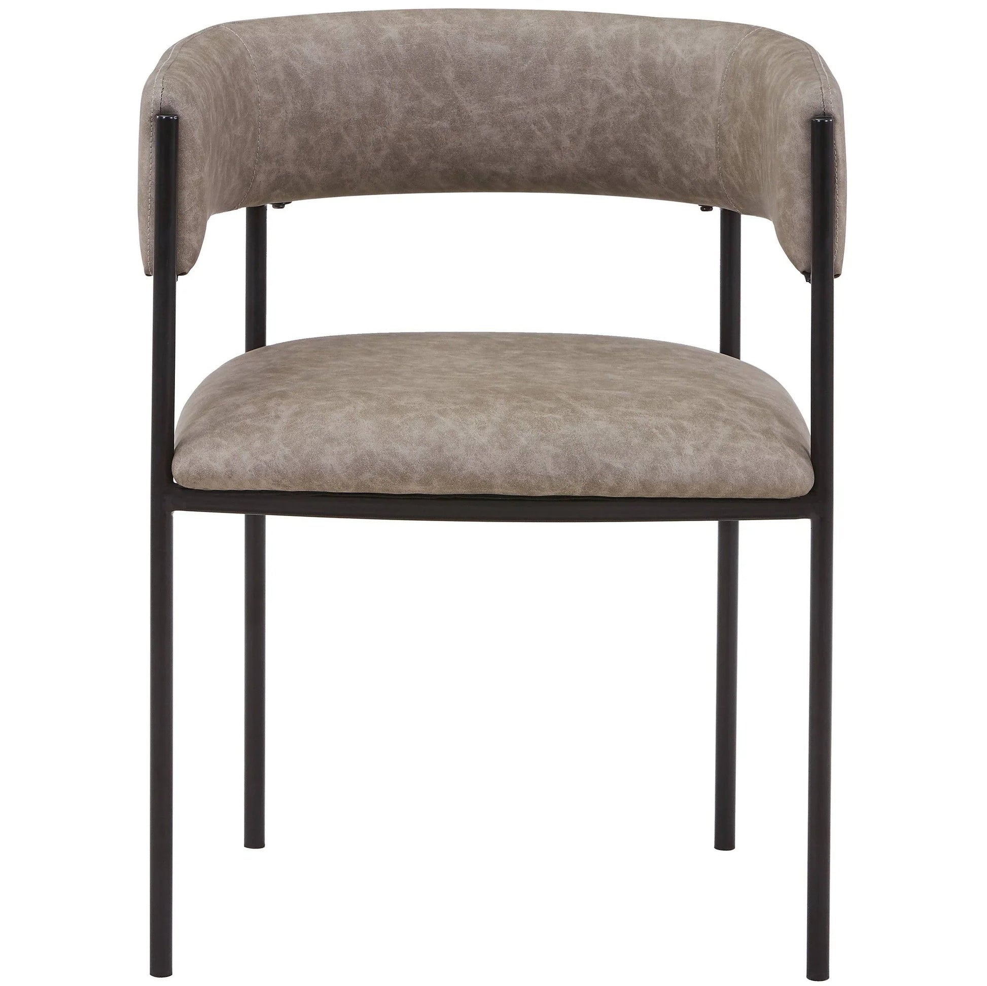 Cyril Dining Chair in Leather or Velvet with Open Back Design and Powder-Coated Iron Frame - Elax Furniture