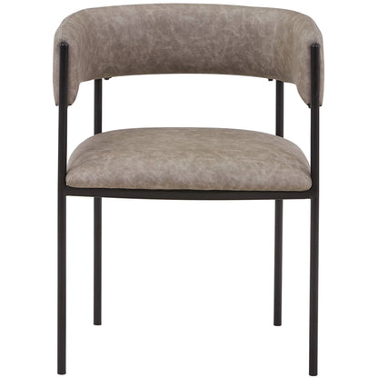 Cyril Dining Chair in Leather or Velvet with Open Back Design and Powder-Coated Iron Frame - Elax Furniture