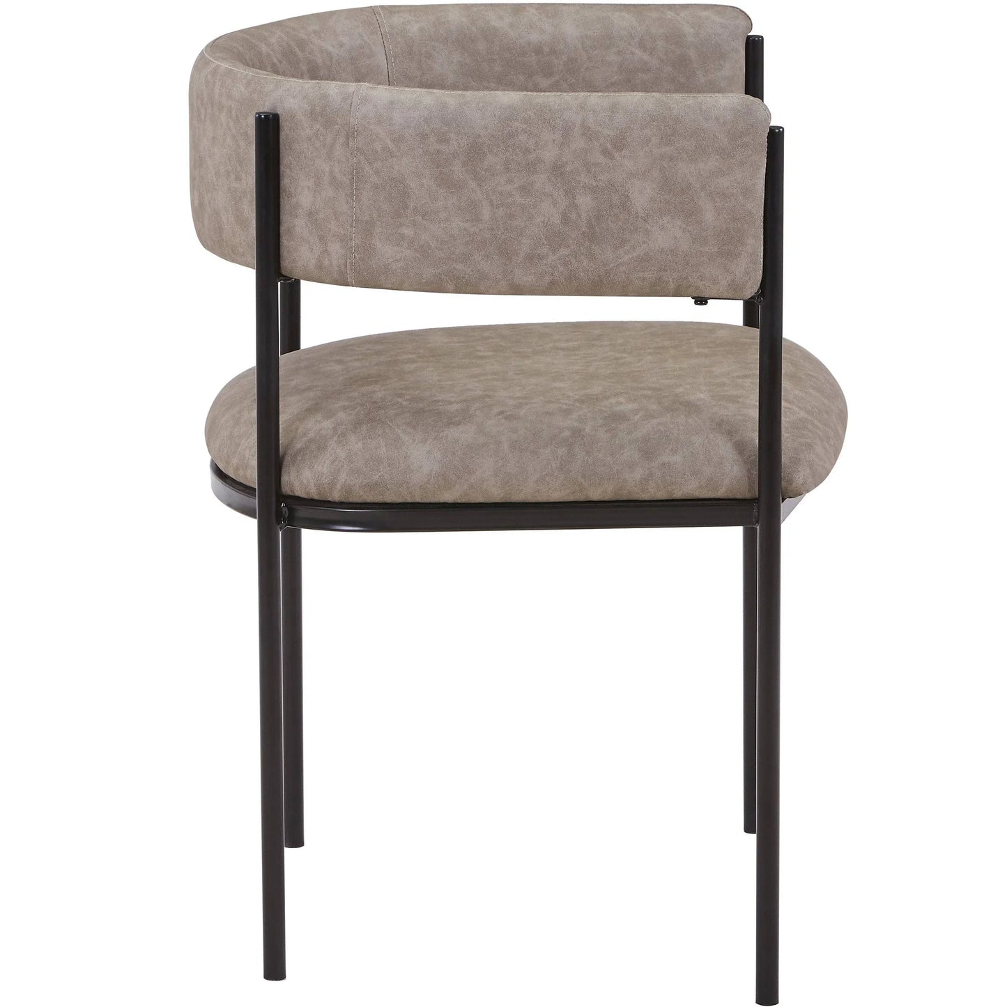 Cyril Dining Chair in Leather or Velvet with Open Back Design and Powder-Coated Iron Frame - Elax Furniture