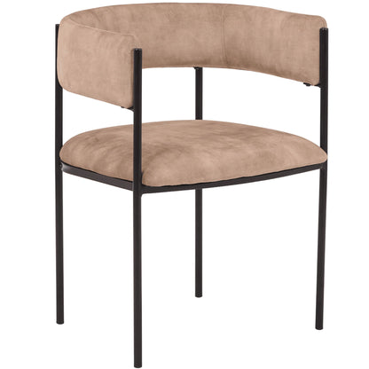 Cyril Dining Chair in Leather or Velvet with Open Back Design and Powder-Coated Iron Frame - Elax Furniture
