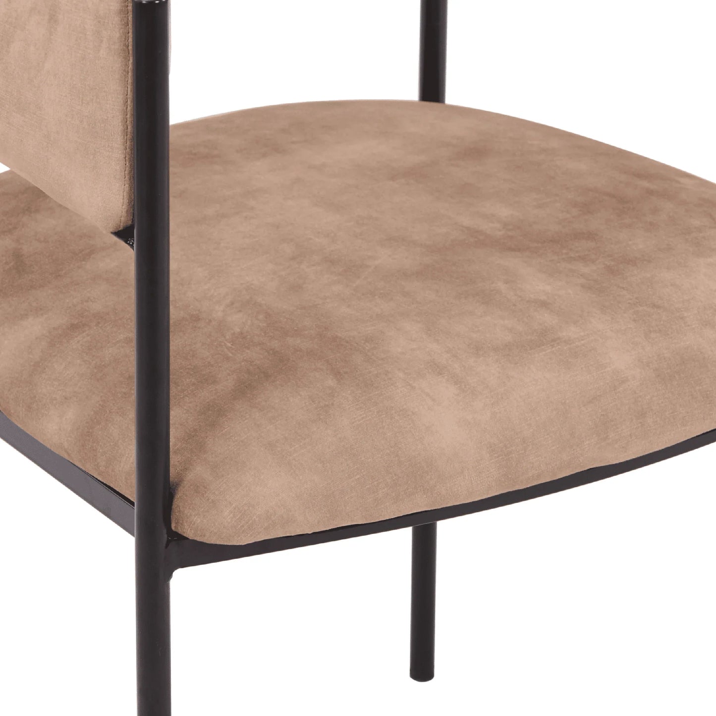 Cyril Dining Chair in Leather or Velvet with Open Back Design and Powder-Coated Iron Frame - Elax Furniture