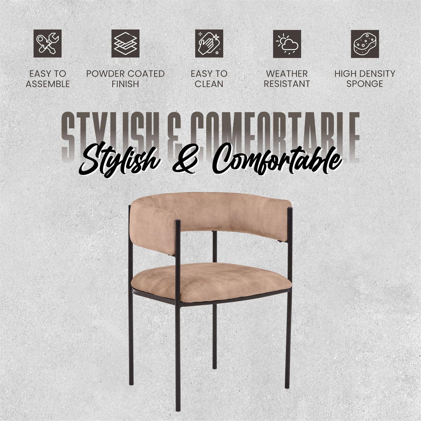 Cyril Dining Chair in Leather or Velvet with Open Back Design and Powder-Coated Iron Frame - Elax Furniture