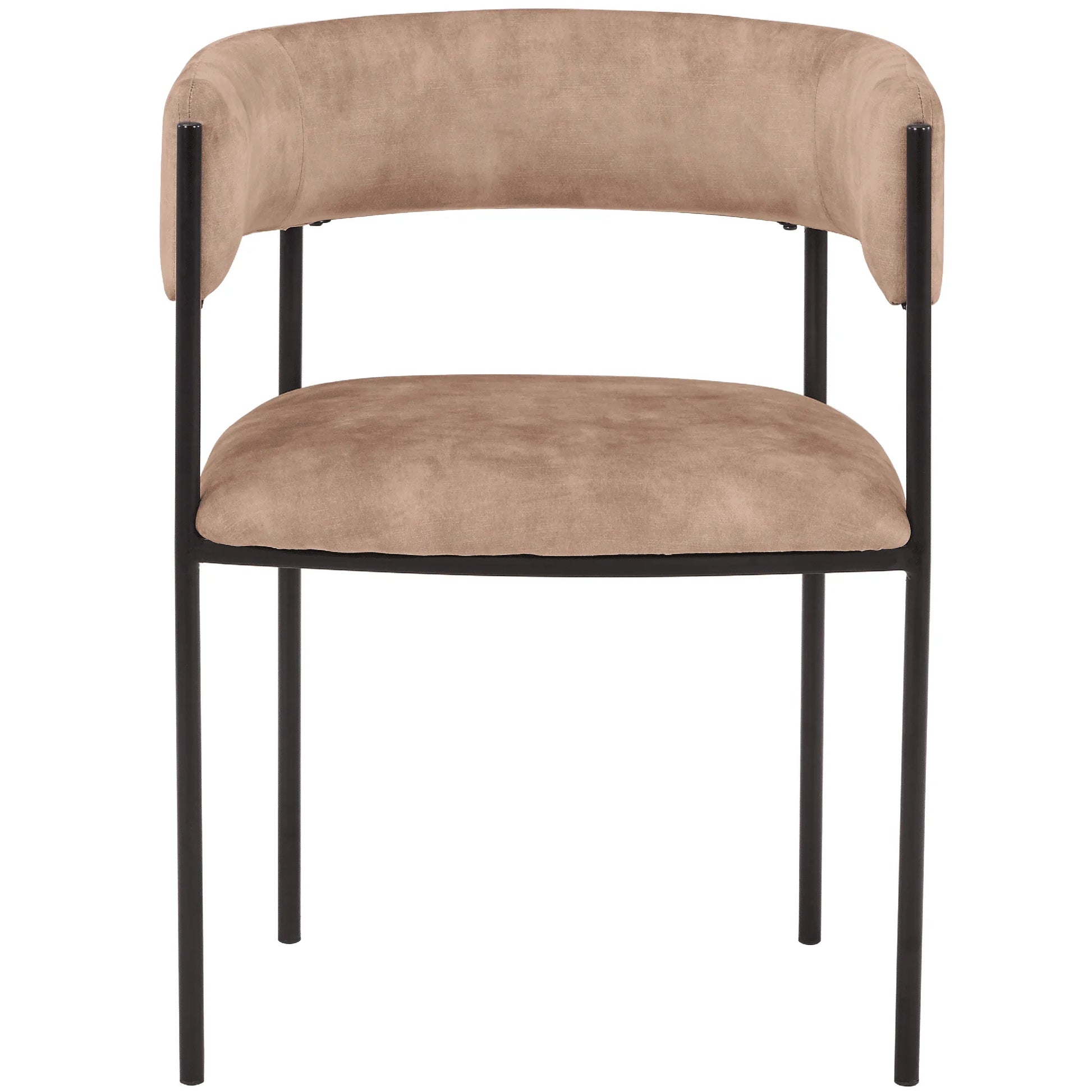 Cyril Dining Chair in Leather or Velvet with Open Back Design and Powder-Coated Iron Frame - Elax Furniture
