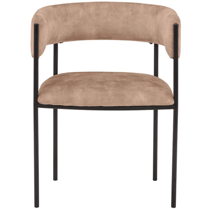 Cyril Dining Chair in Leather or Velvet with Open Back Design and Powder-Coated Iron Frame - Elax Furniture