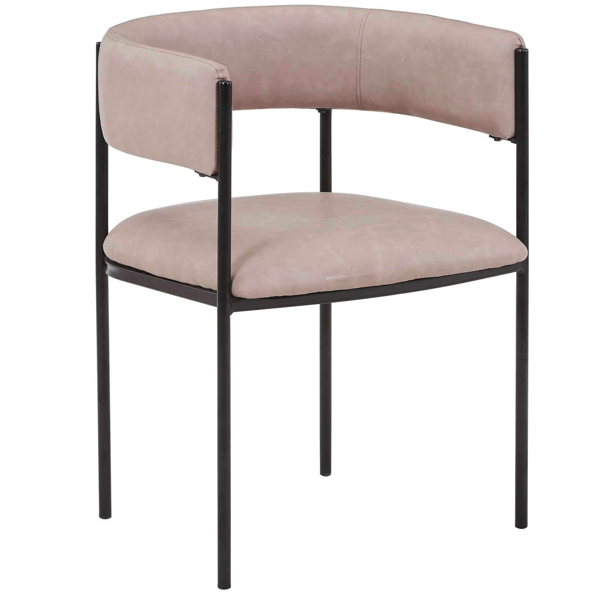 Cyril Dining Chair in Leather or Velvet with Open Back Design and Powder-Coated Iron Frame - Elax Furniture