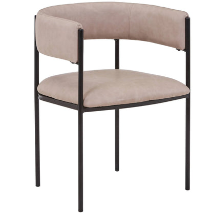 Cyril Dining Chair in Leather or Velvet with Open Back Design and Powder-Coated Iron Frame - Elax Furniture