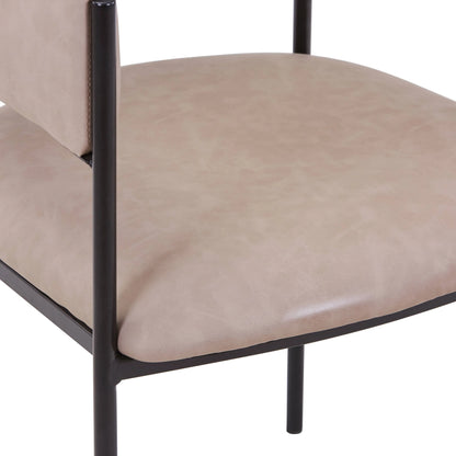 Cyril Dining Chair in Leather or Velvet with Open Back Design and Powder-Coated Iron Frame - Elax Furniture
