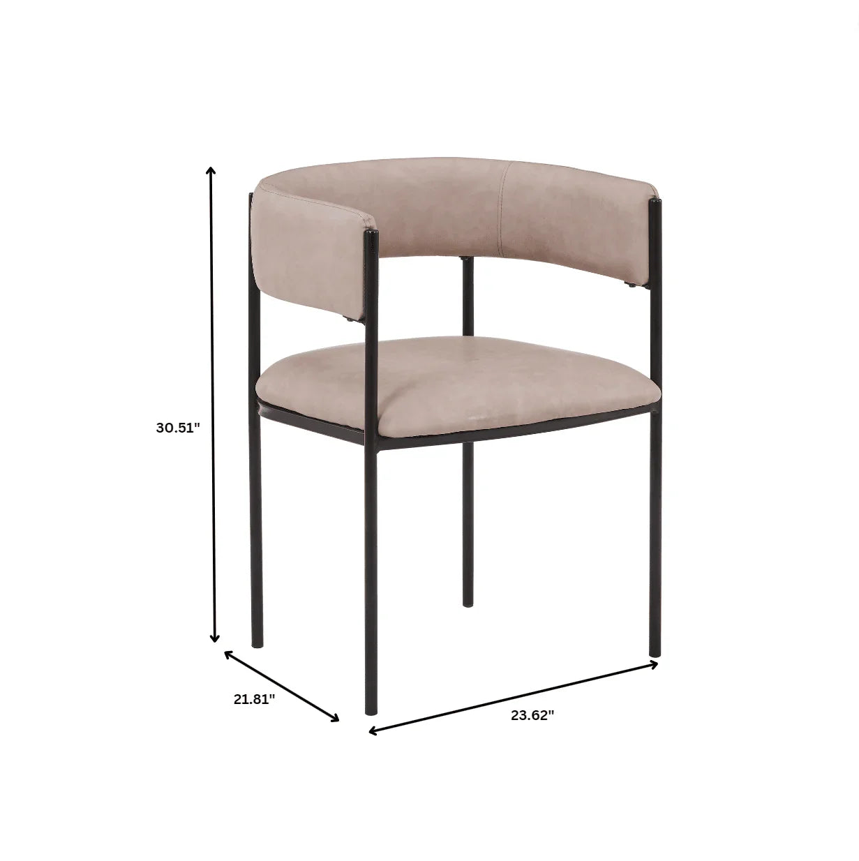 Cyril Dining Chair in Leather or Velvet with Open Back Design and Powder-Coated Iron Frame - Elax Furniture