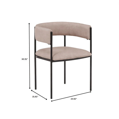 Cyril Dining Chair in Leather or Velvet with Open Back Design and Powder-Coated Iron Frame - Elax Furniture