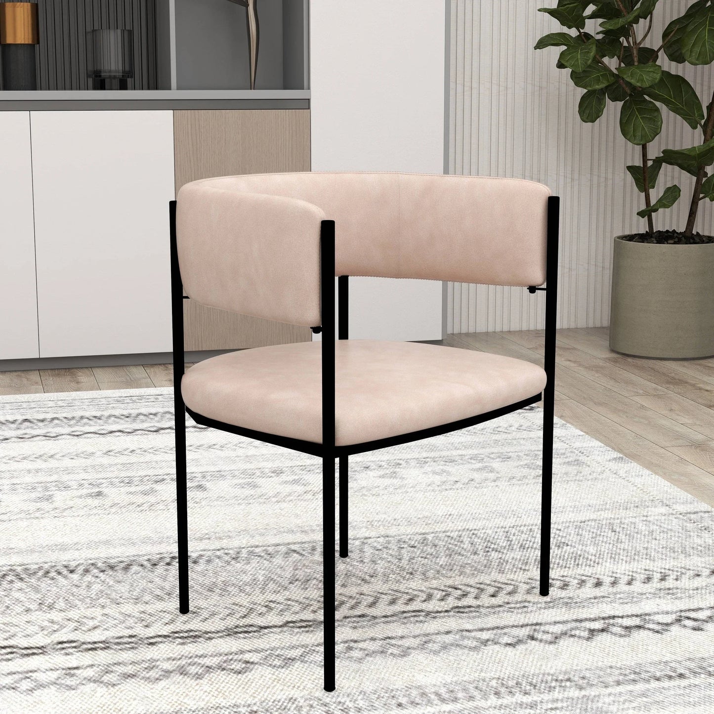 Cyril Dining Chair in Leather or Velvet with Open Back Design and Powder-Coated Iron Frame - Elax Furniture