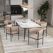 Cyril Dining Chair in Leather or Velvet with Open Back Design and Powder-Coated Iron Frame - Elax Furniture